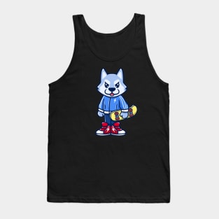 wolf holding skateboard Tank Top